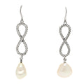 Sterling Silver Cultured Pearl Infinity Drop Earrings