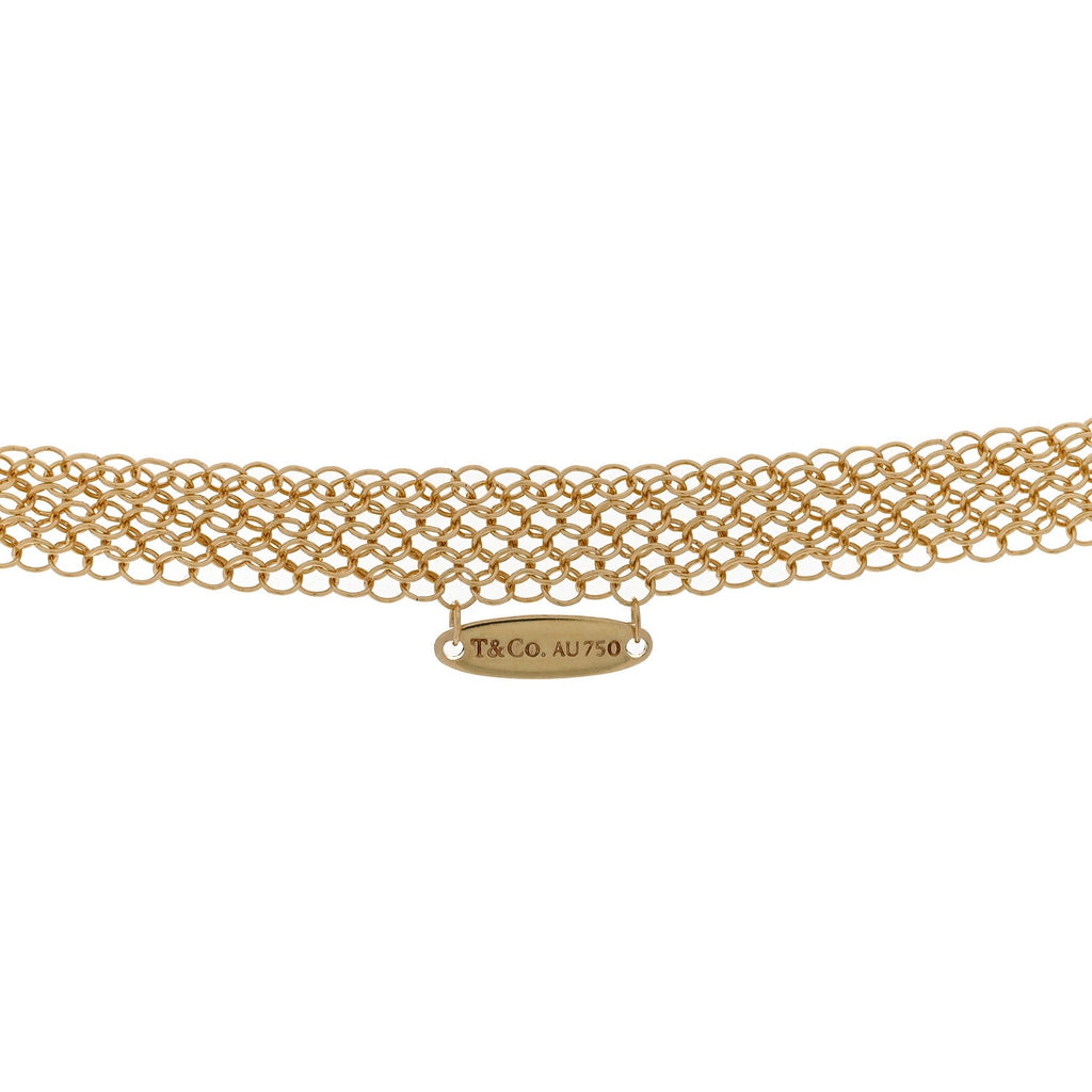 18K Yellow Gold 36mm Elsa Peretti Open Heart Mesh Necklace