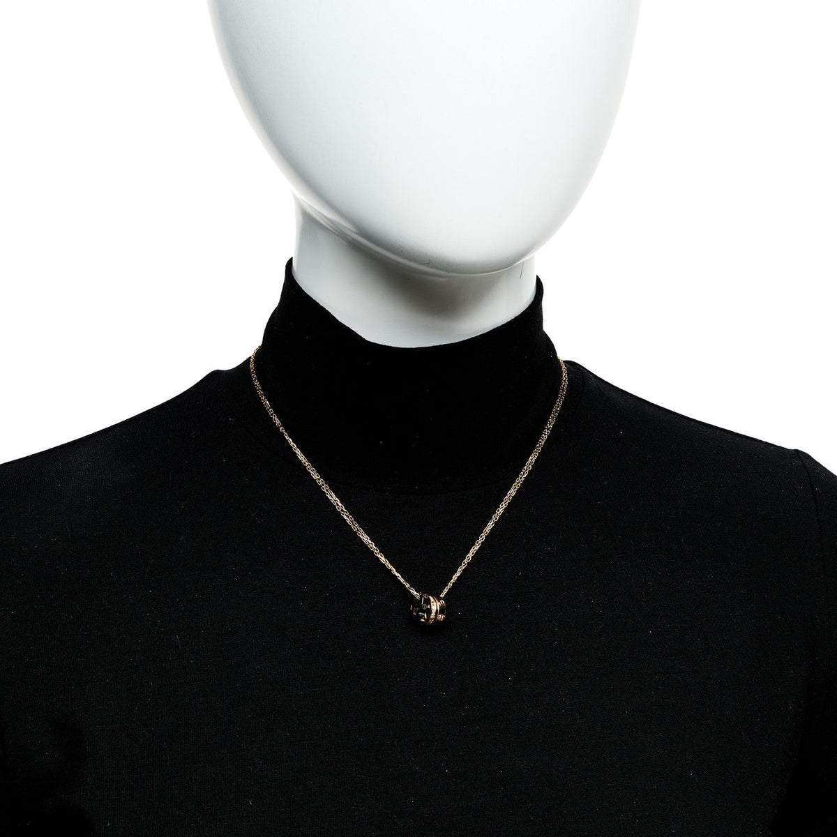 18K Pink Gold Ceramic Diamond Three Ring LOVE Pendant Necklace