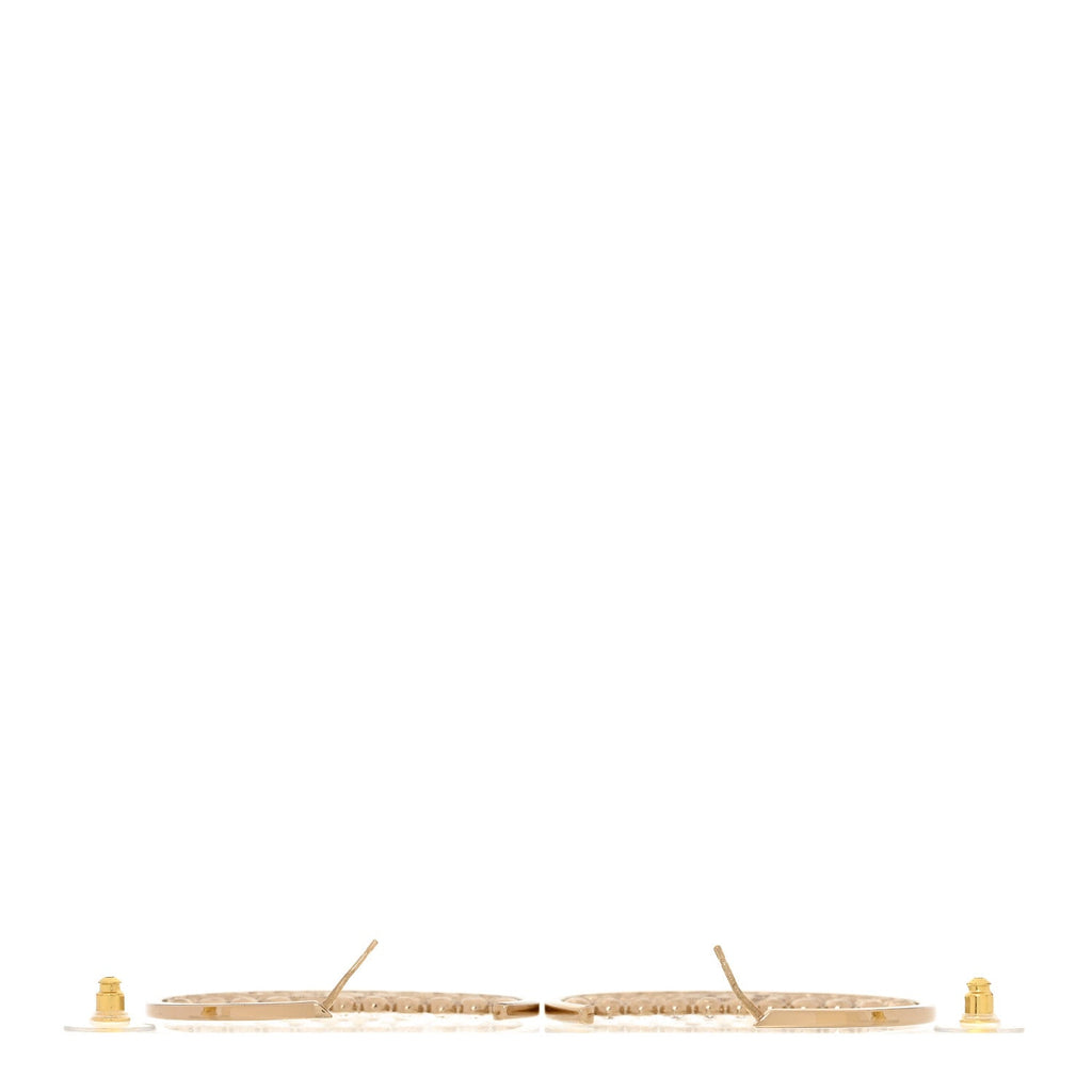 Metal Strass Crystal CC Hoop Earrings Light Gold