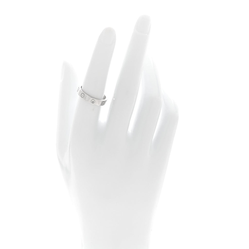 18K White Gold Diamond 4mm LOVE Wedding Band Ring 53 6.5