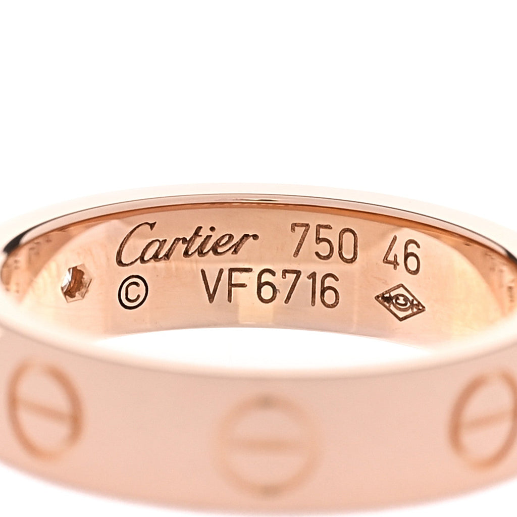 18K Pink Gold Diamond 4mm LOVE Wedding Band Ring 46 3.75