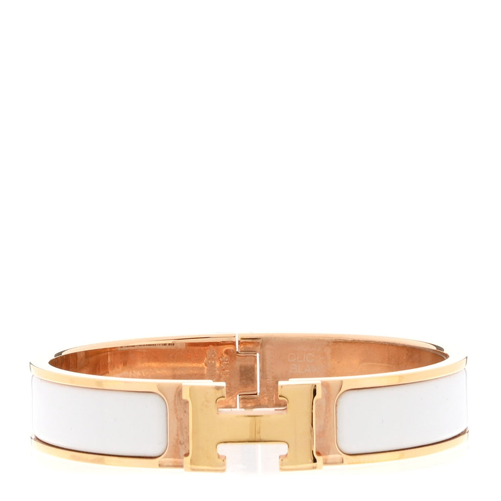 Enamel Narrow Clic Clac H Bracelet PM White