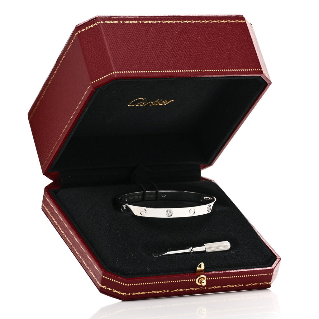 18K White Gold 4 Diamond Love Bracelet 18