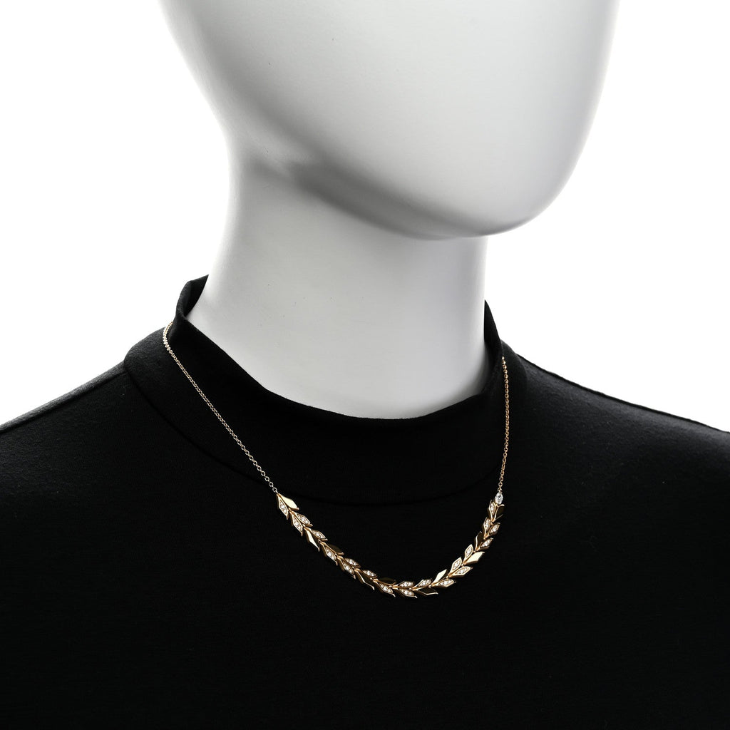 18K Yellow Gold Diamond Victoria Vine East West Necklace