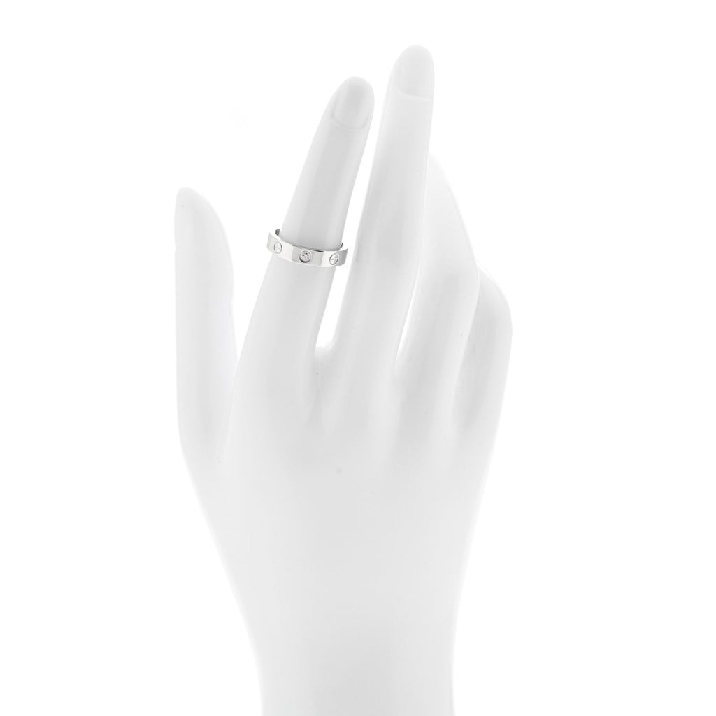 18K White Gold Diamond 4mm LOVE Wedding Band Ring 51 5.75