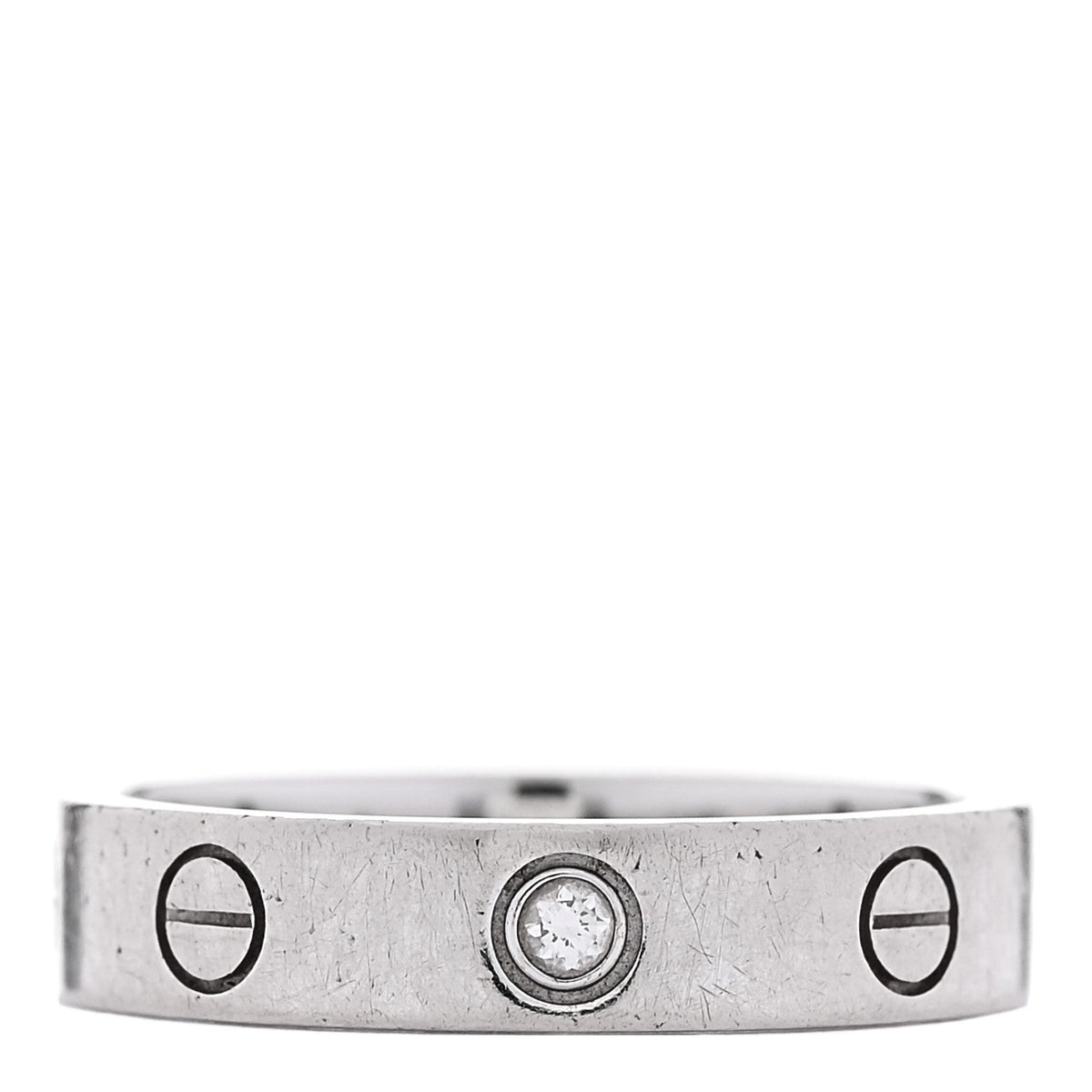 18K White Gold Diamond 4mm LOVE Wedding Band Ring 47 4.25 51 5.75