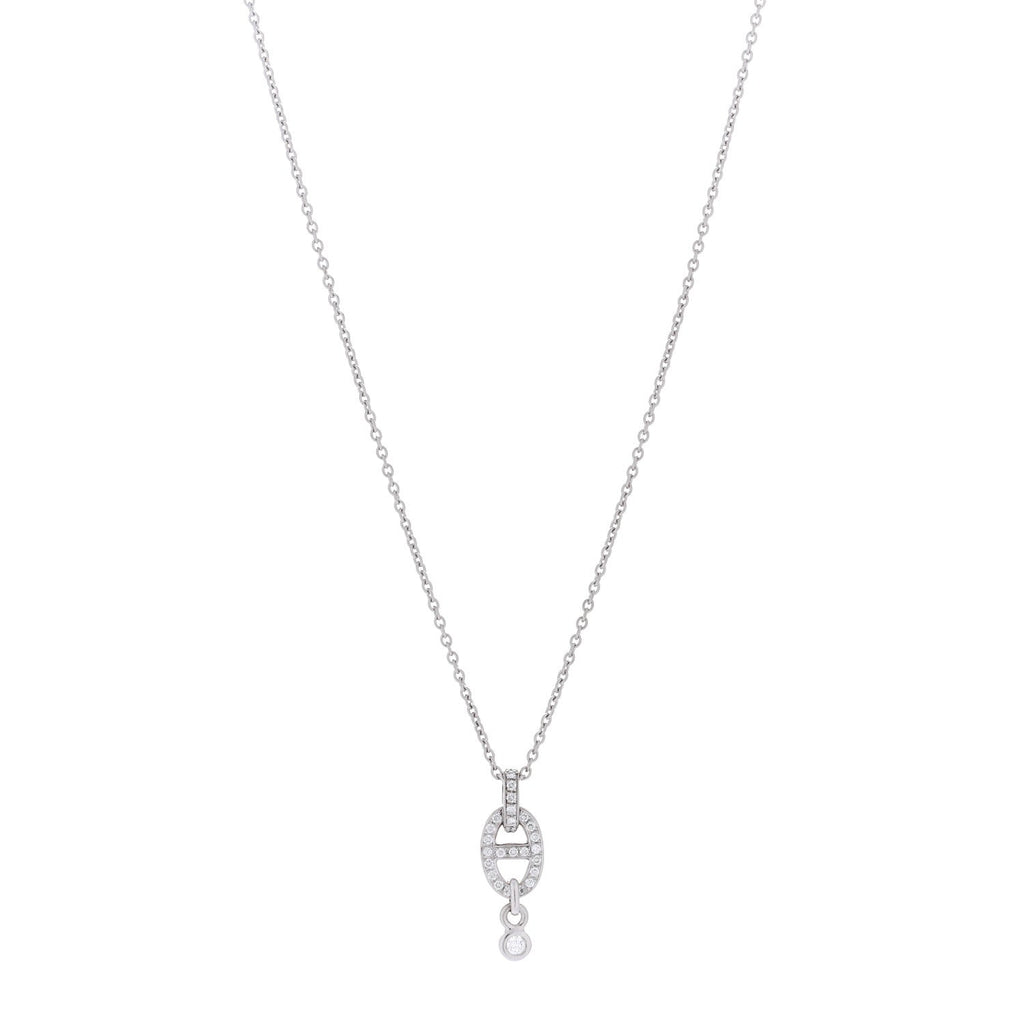 18K White Gold Diamond PM Chaine d'Ancre Enchainee Necklace