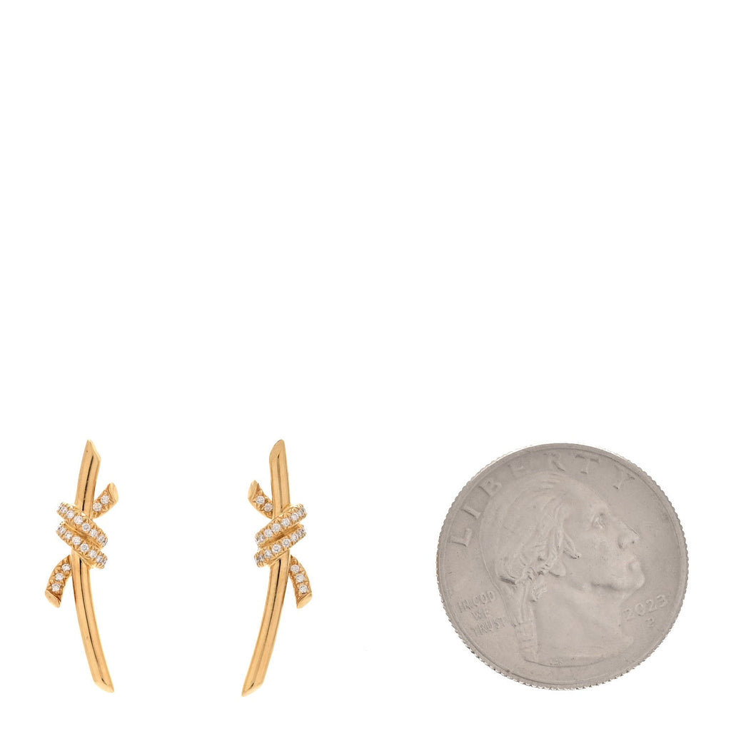 18K Yellow Gold Diamond Tiffany Knot Earrings