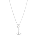 18K White Gold Diamond GM Chaine D'Ancre Contour Pendant Necklace ST