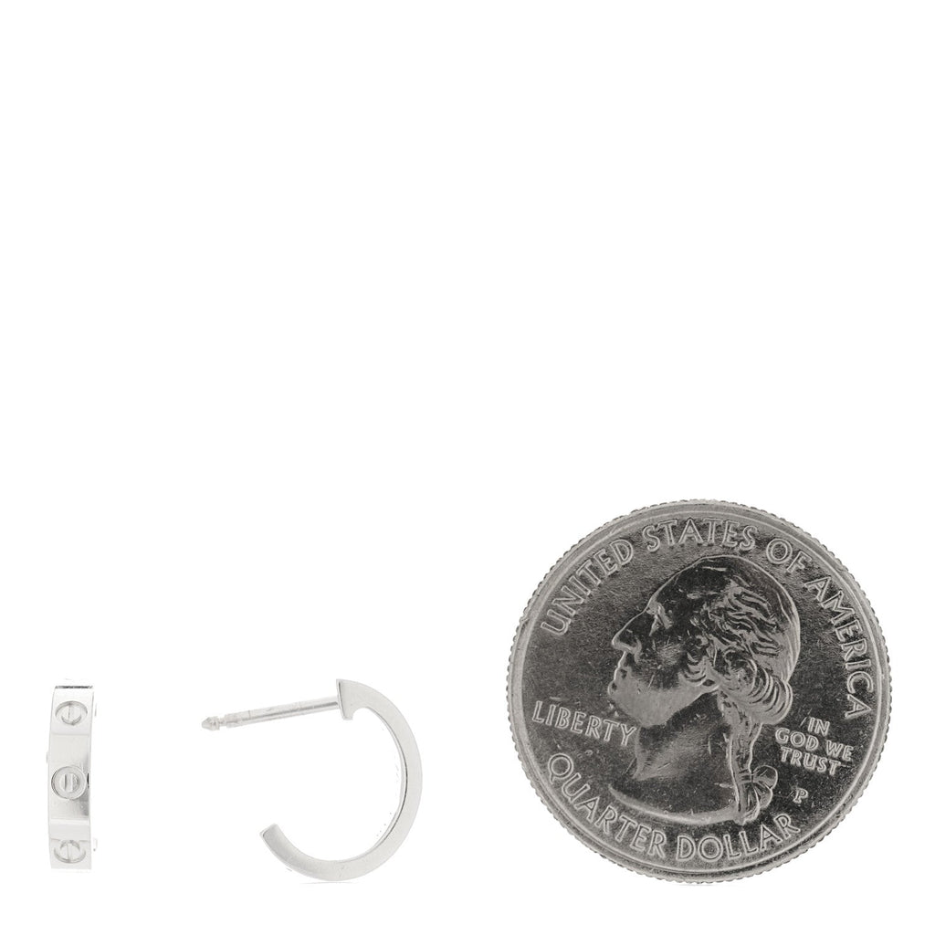 18K White Gold Small LOVE Hoop Earrings
