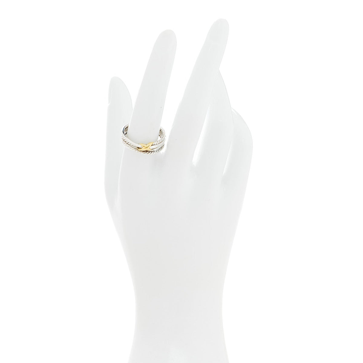 Sterling Silver 18K Yellow Gold 6mm X Crossover Ring 58 8.5