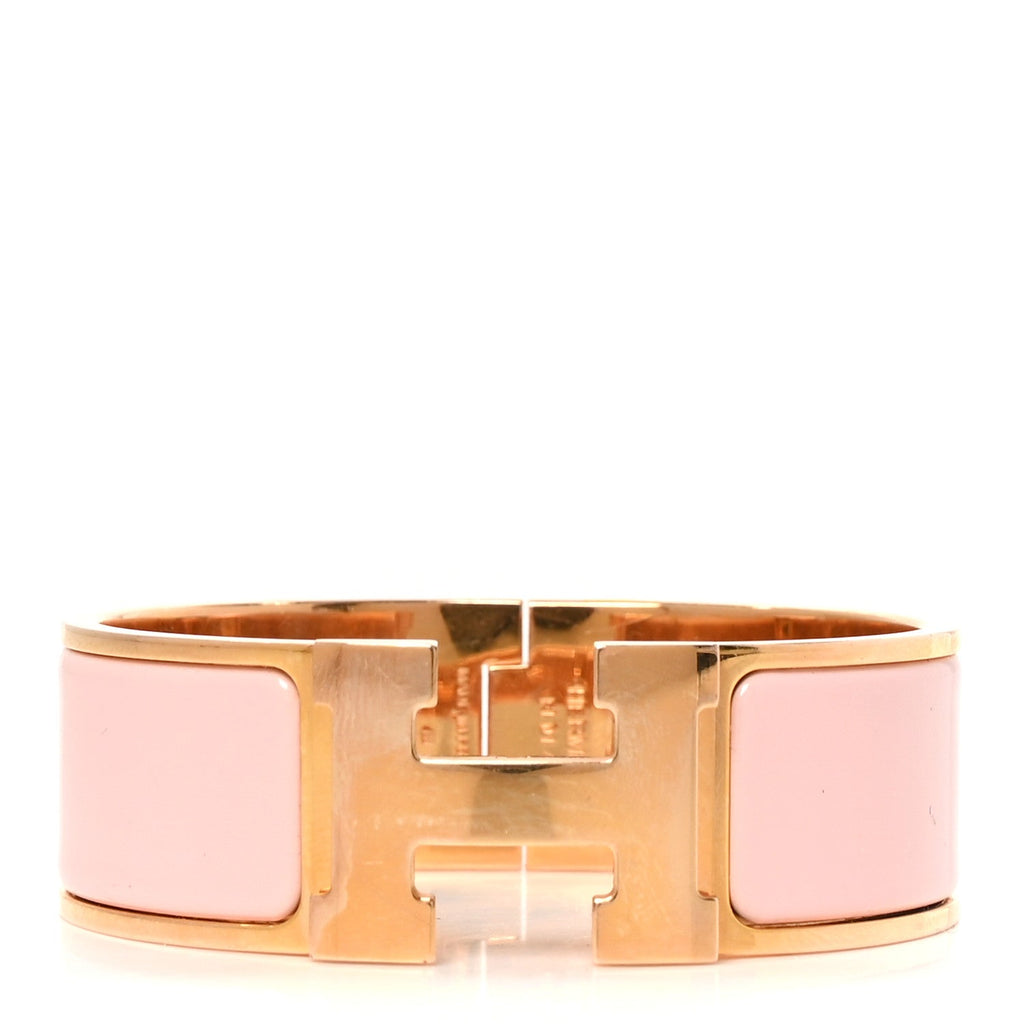 Enamel Wide Clic Clac H Bracelet PM Rose Dragee