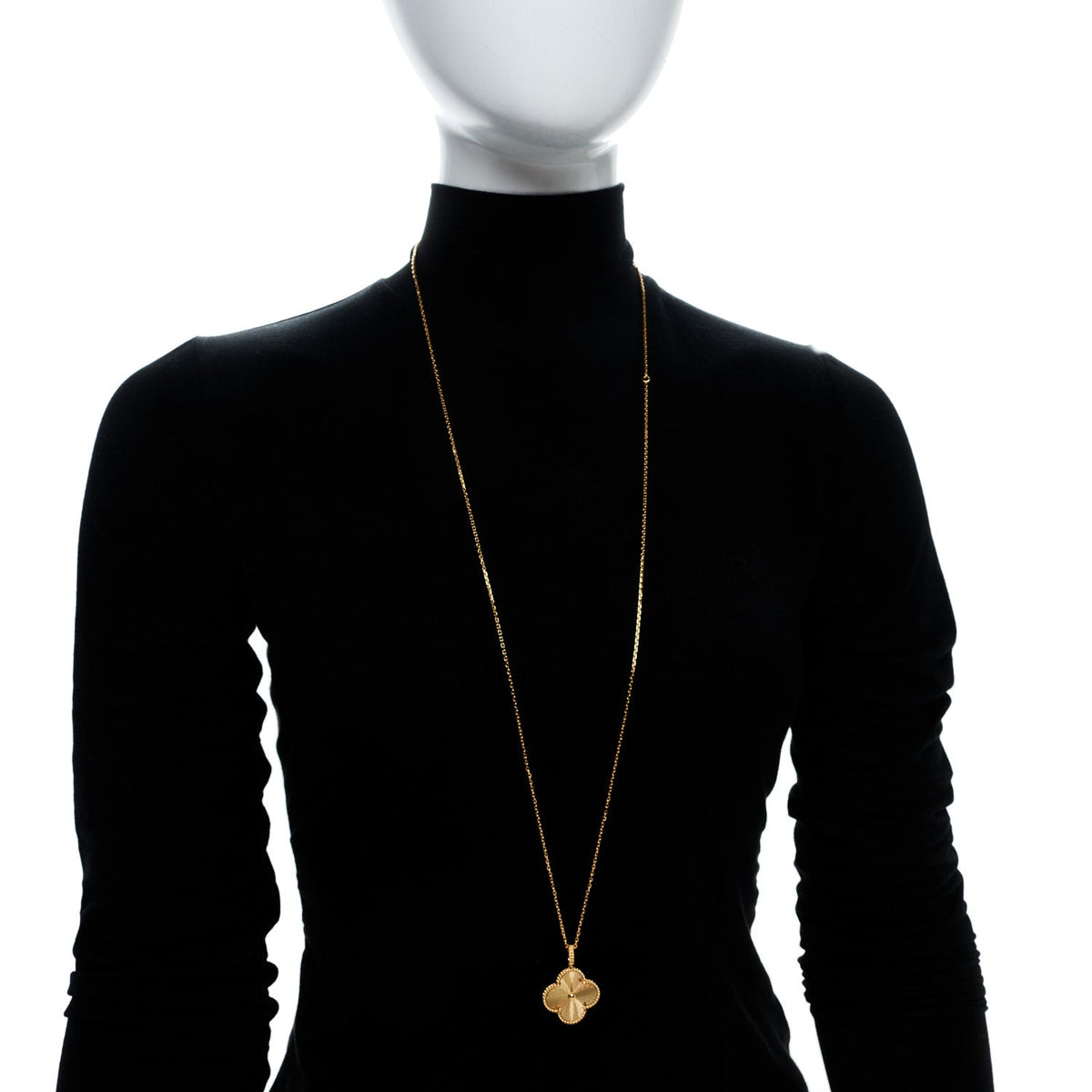 18K Yellow Gold Guilloche Magic Alhambra Long Necklace