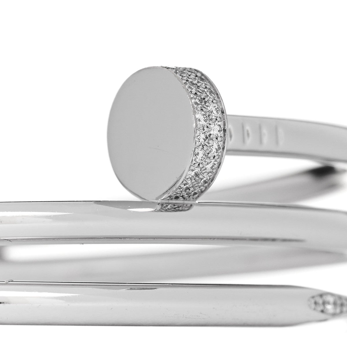 18K White Gold Diamond Double Wrap Juste Un Clou Bracelet 17