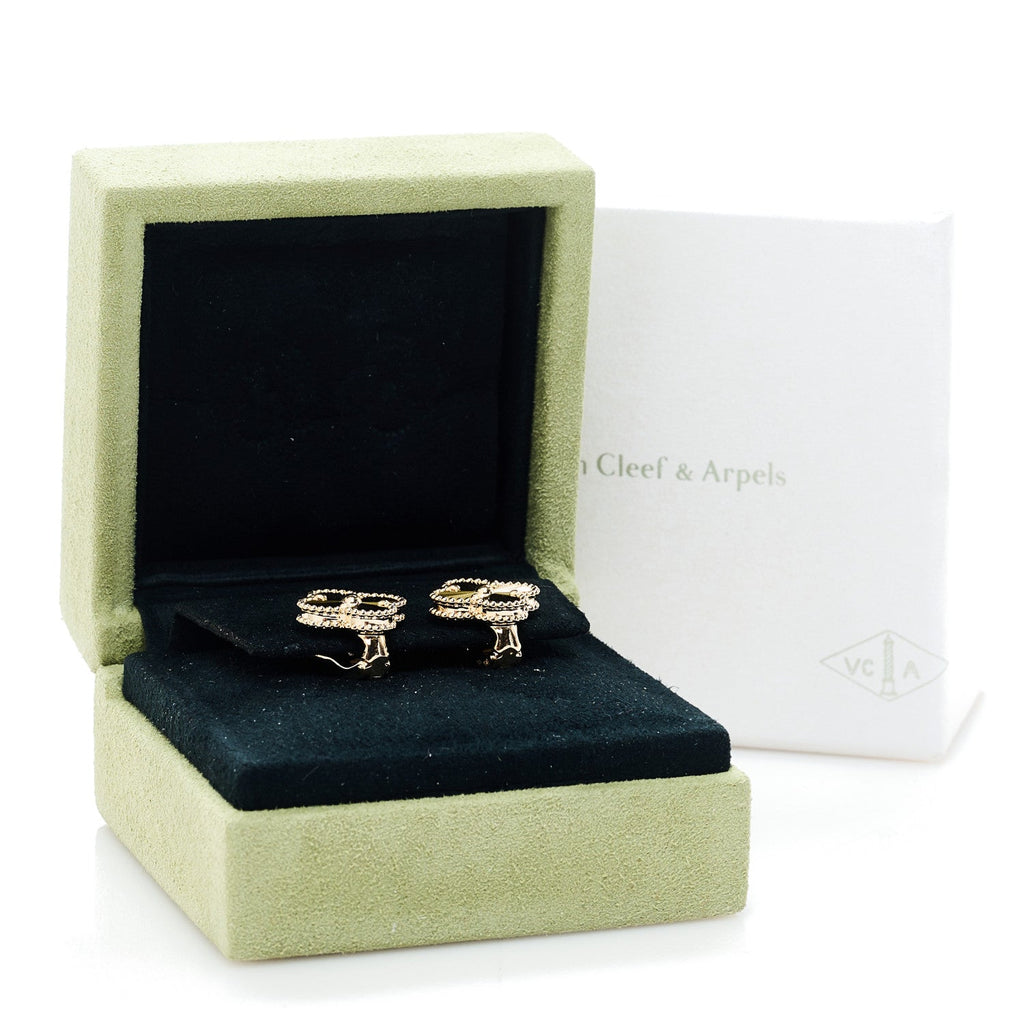 18k Yellow Gold Black Onyx Vintage Alhambra Earrings