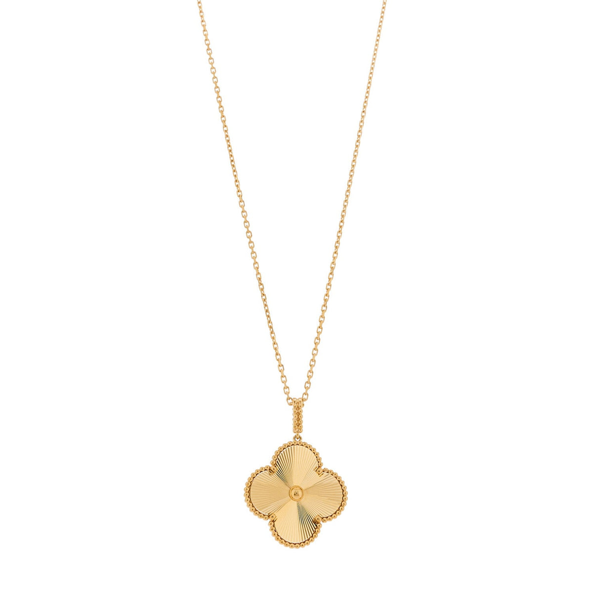 18K Yellow Gold Guilloche Magic Alhambra Long Necklace