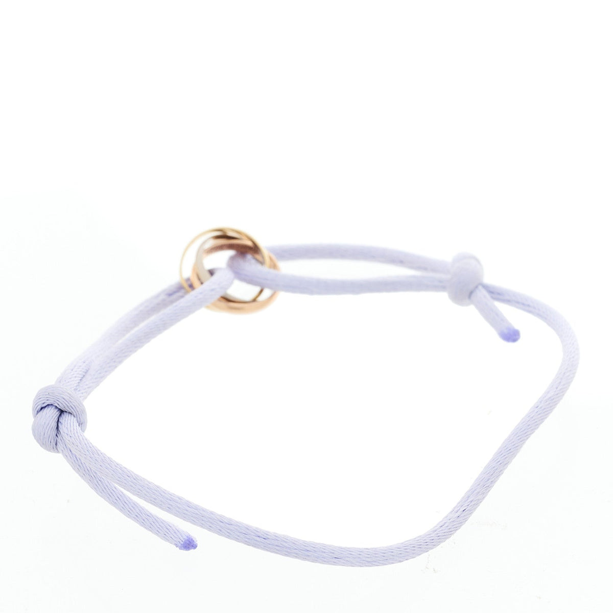 18k Pink Yellow White Gold Trinity Adjustable Cord Bracelet Lilac
