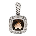Sterling Silver Diamond Smoky Quartz 7mm Petite Albion Pendant