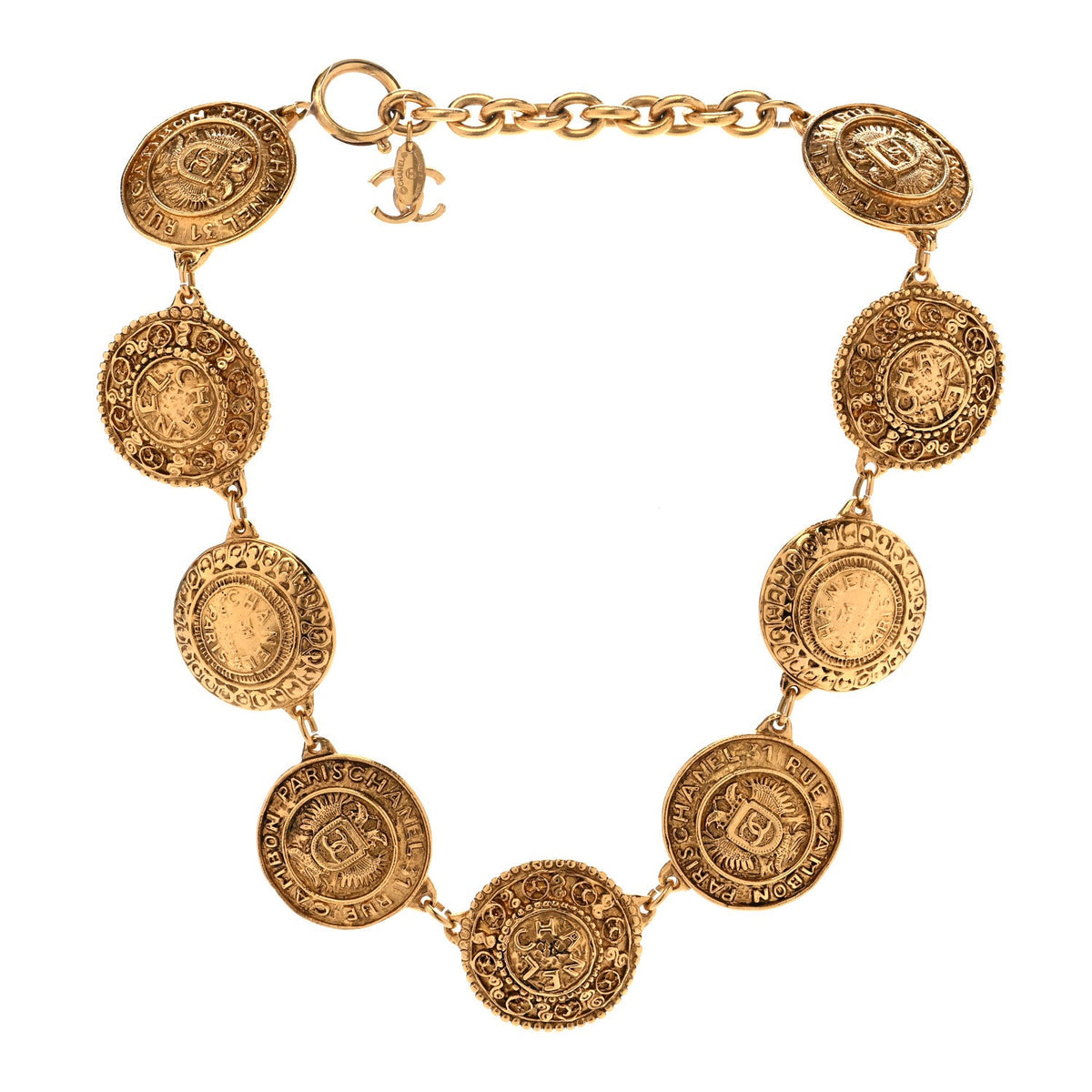 Metal CC Medallion Necklace Gold
