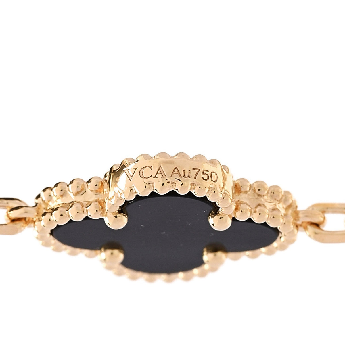 18K Yellow Gold Black Onyx 20 Motifs Vintage Alhambra Necklace