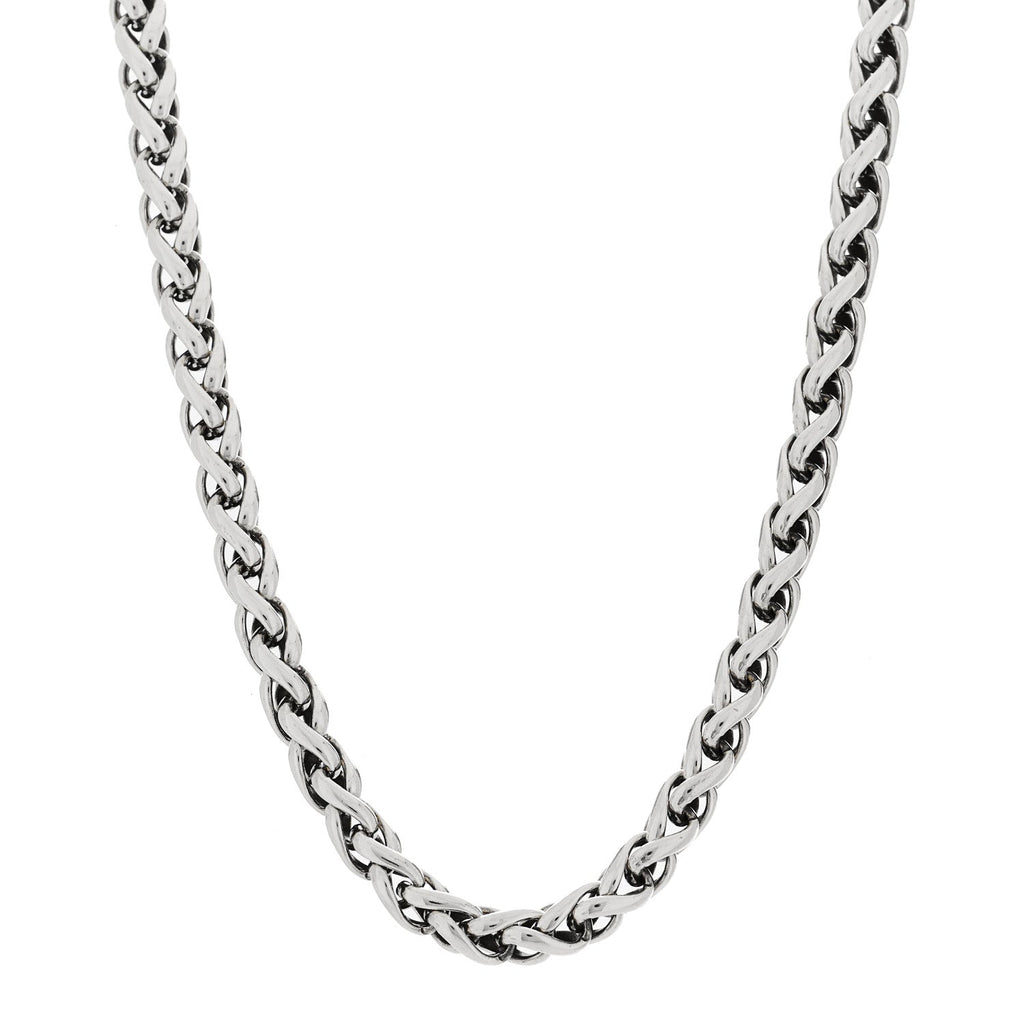 Sterling Silver 14K Yellow Gold 6mm Wheat Chain Necklace