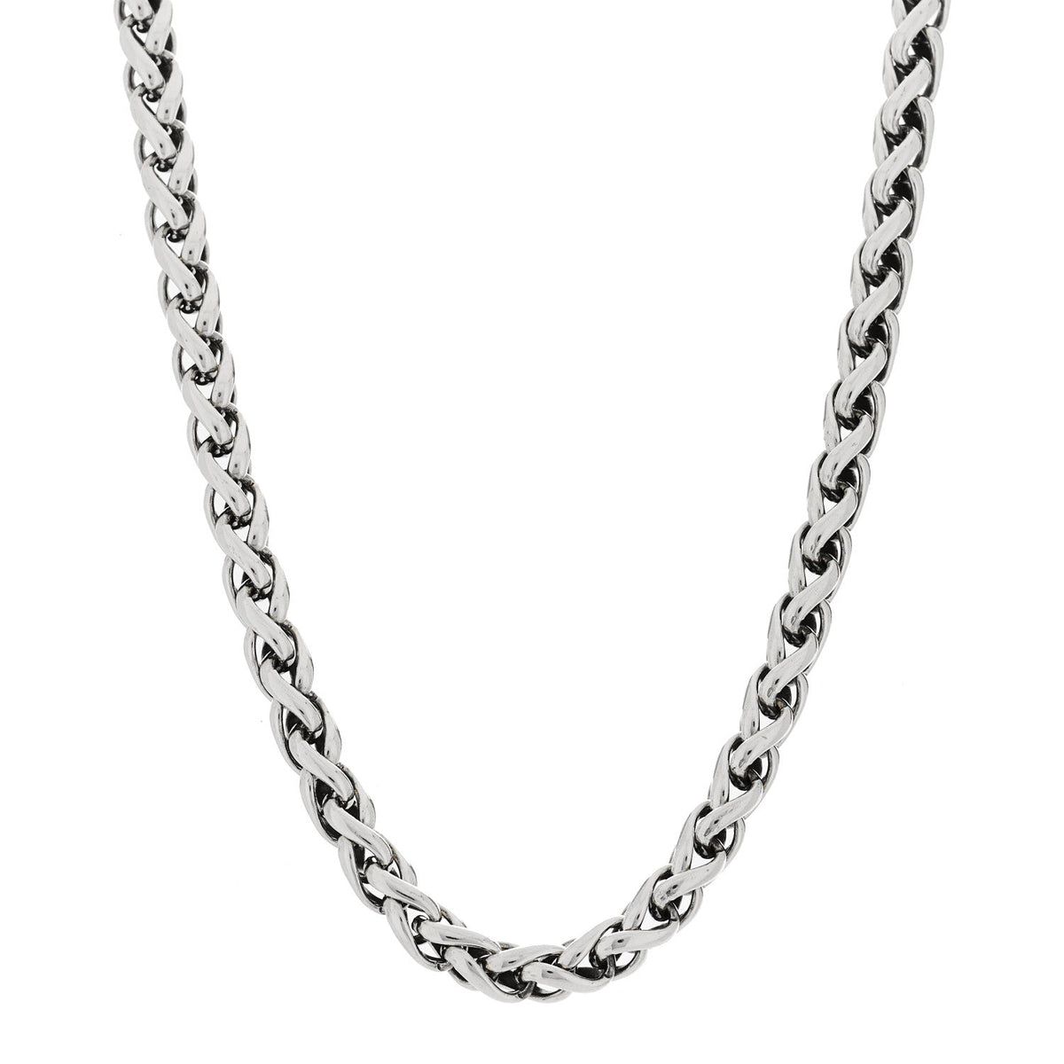 Sterling Silver 14K Yellow Gold 6mm Wheat Chain Necklace