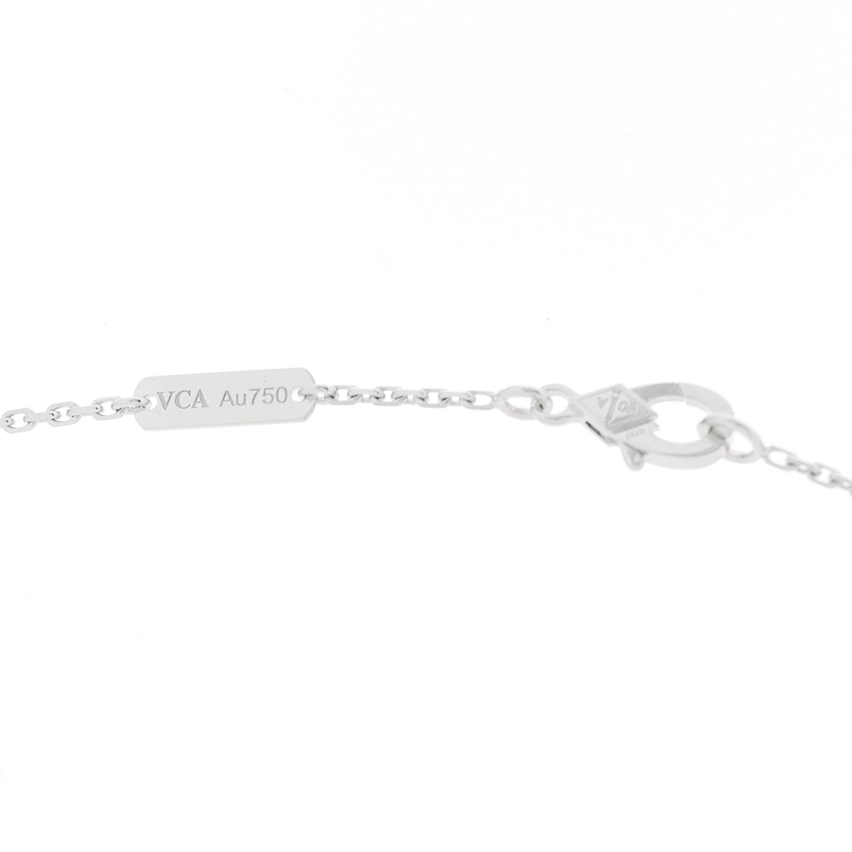 18k White Gold Chalcedony Vintage Alhambra Pendant Necklace