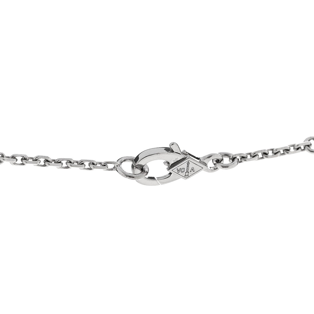 18K White Gold Diamond Small Lotus Pendant Necklace