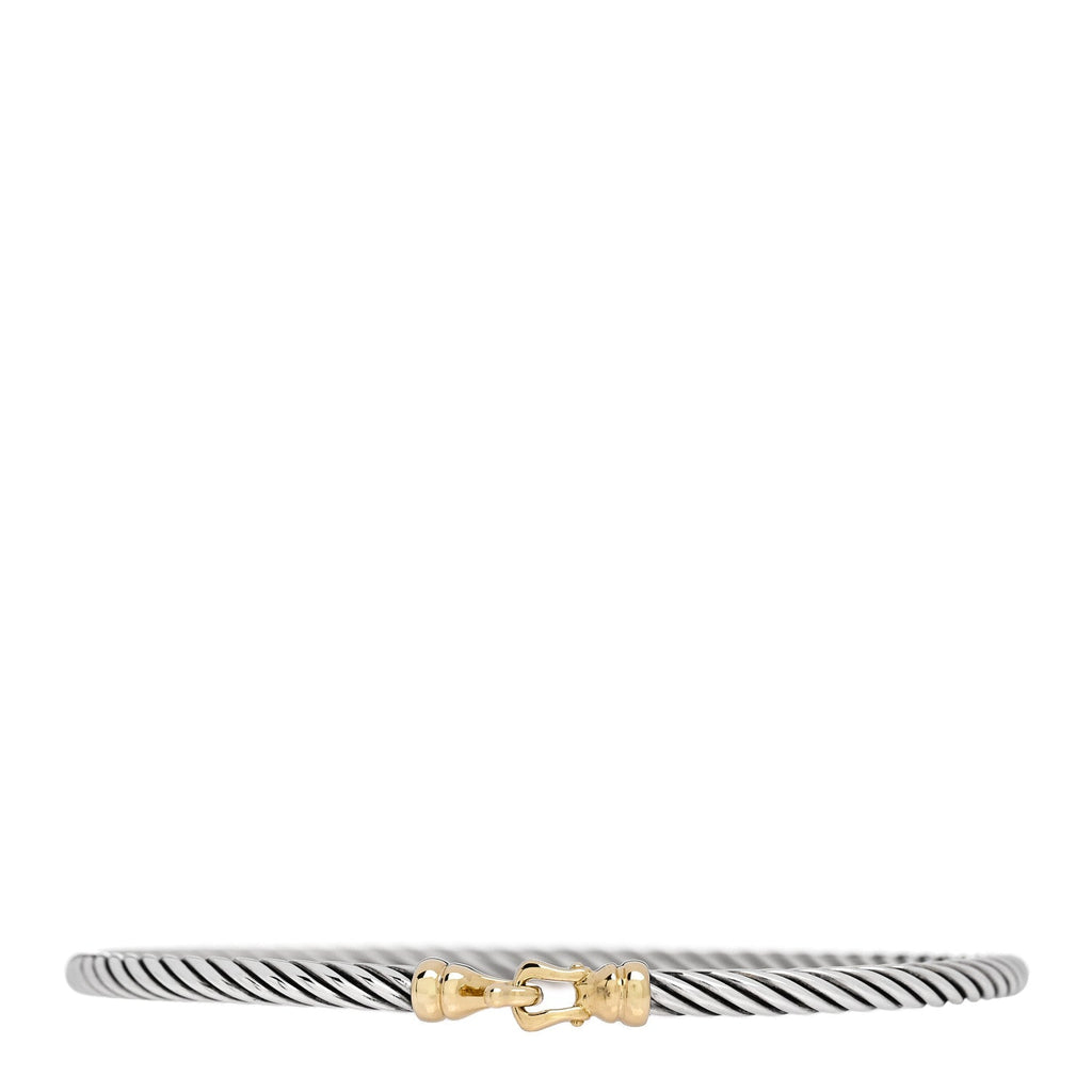 Sterling Silver 18K Yellow Gold 3mm Cable Buckle Bracelet