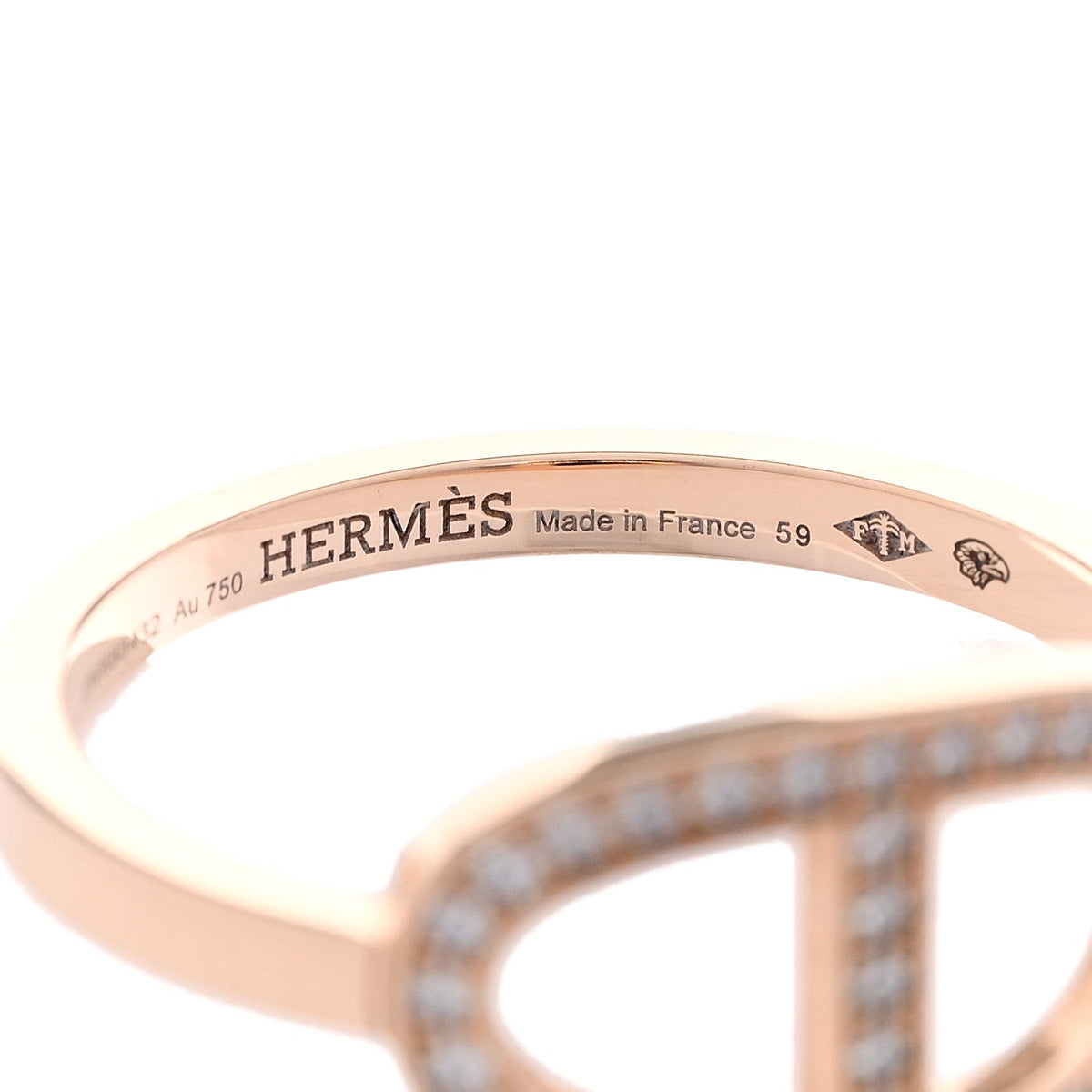 18K Rose Gold Diamond MM Chaine d'Ancre Contour Ring 59 8.75