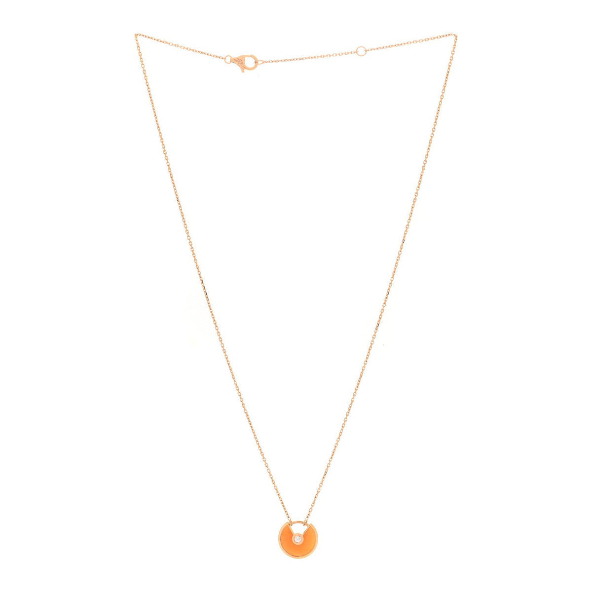 18K Pink Gold Diamond Carnelian XS Amulette de Cartier Pendant Necklace