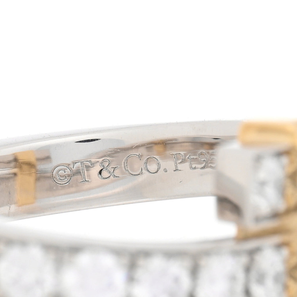 18K Yellow Gold Platinum Diamond Edge Bypass Ring 50 5.5