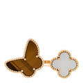 18K Yellow Gold Mother of Pearl Tiger Eye Lucky Alhambra Between the Finger Ring 53 6.5