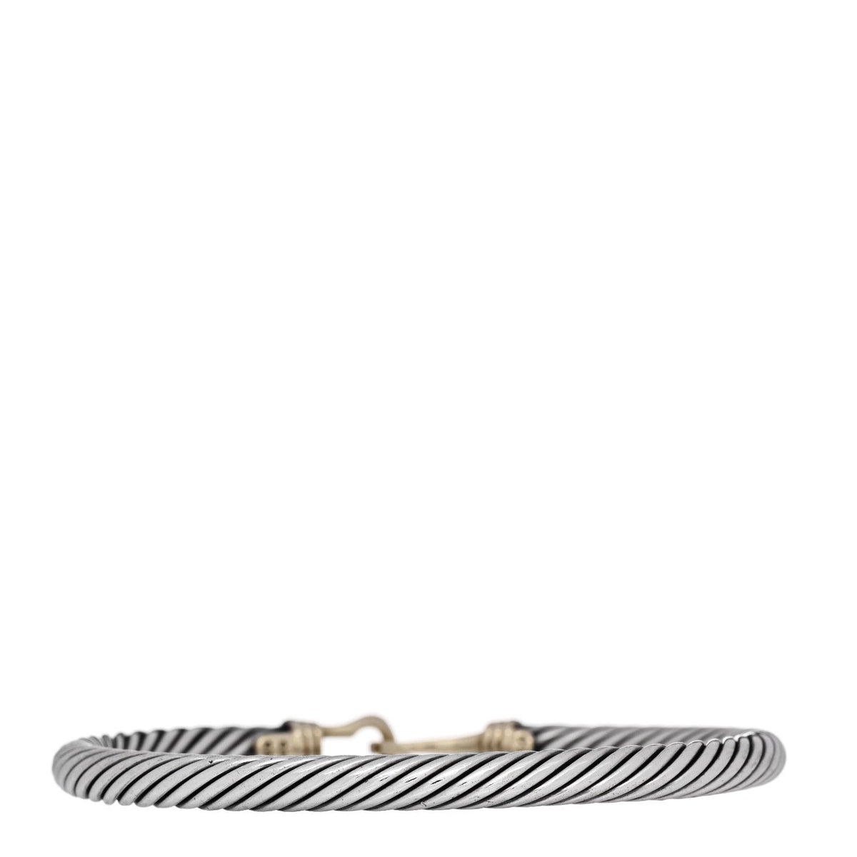 Sterling Silver 14k Yellow Gold 5mm Cable Buckle Bracelet