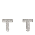 18K White Gold Diamond T1 Half Pave Huggie Earrings