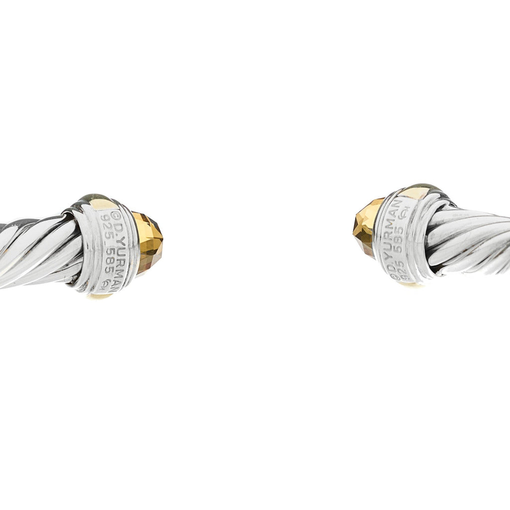 Sterling Silver 14K Yellow Gold Citrine 7mm Cable Classics Bracelet