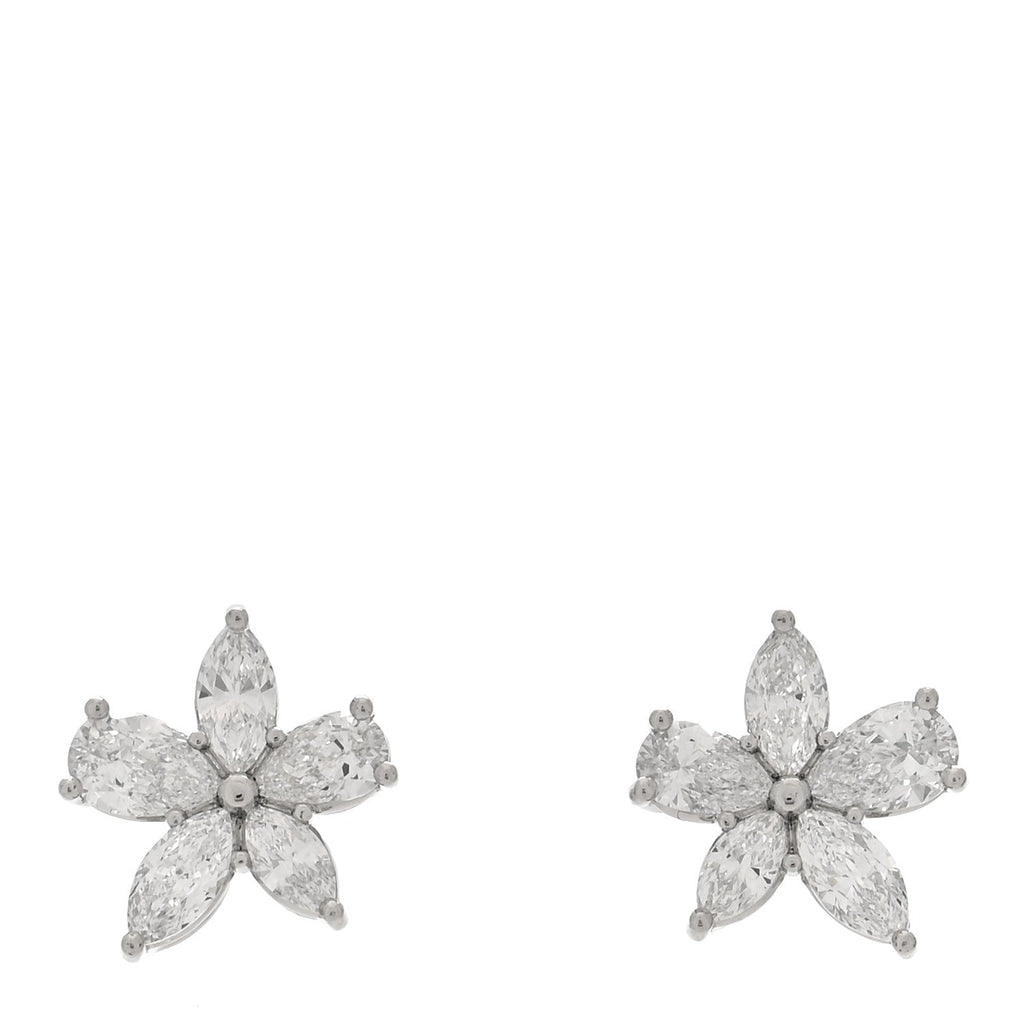Platinum Diamond Large Victoria Mixed Cluster Earrings