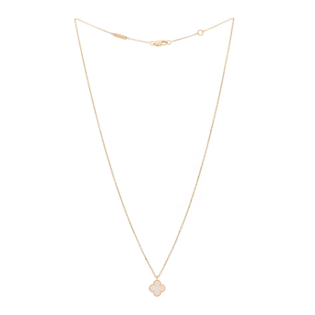 18K Yellow Gold Mother of Pearl Sweet Alhambra Pendant Necklace