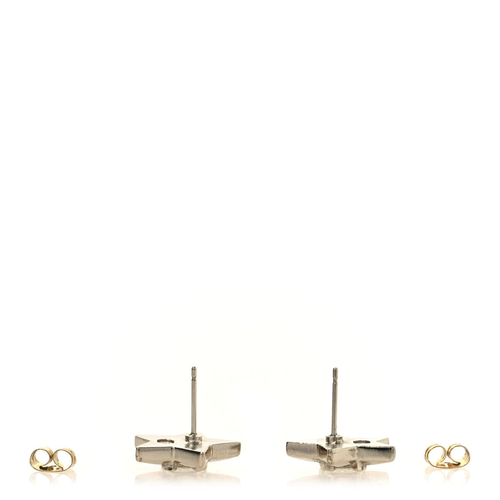 Crystal Star CC Stud Earrings Silver