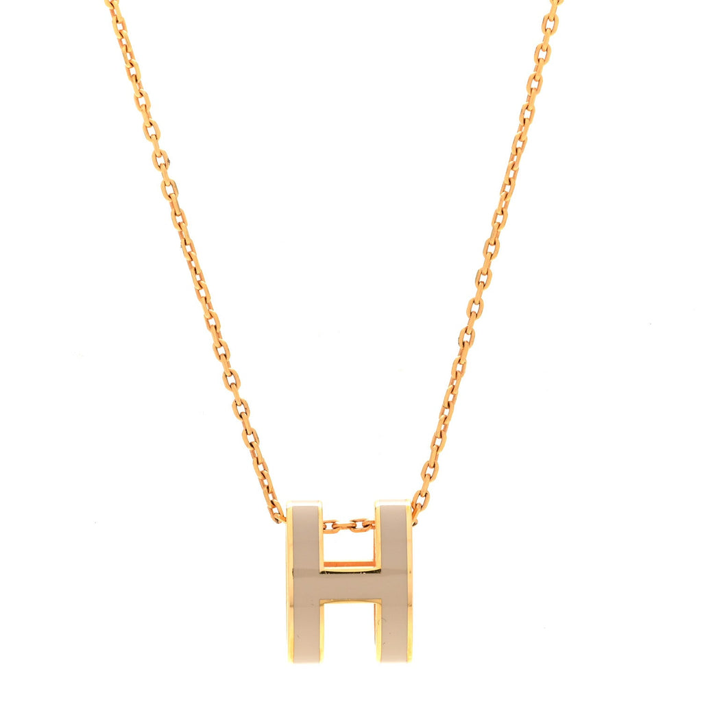 Lacquered Gold Pop H Pendant Necklace Marron Glace
