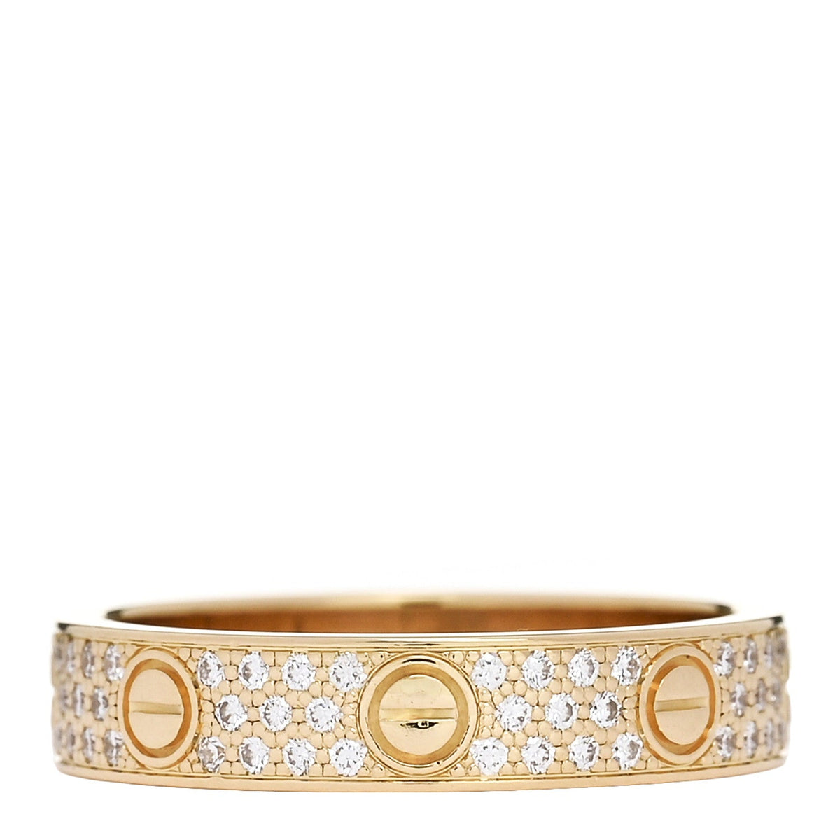 18K Yellow Gold Diamond 4mm LOVE Wedding Paved Band Ring 51 5.75