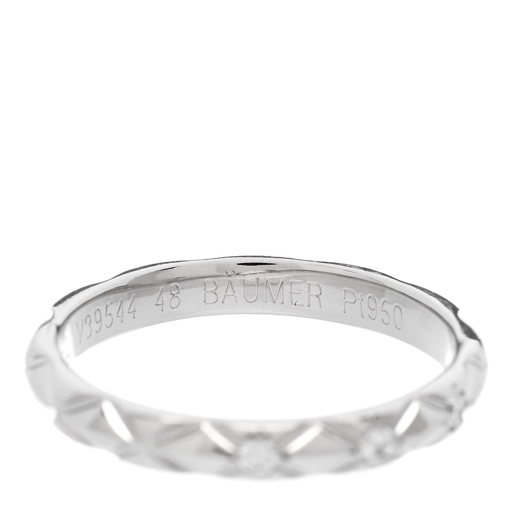 Platinum Diamond Small Matelasse Ring 48 4.5