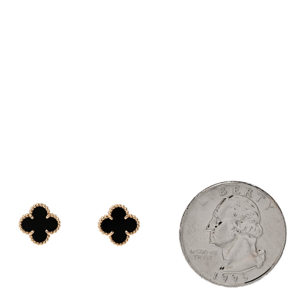 18K Yellow Gold Black Onyx Sweet Alhambra Earrings