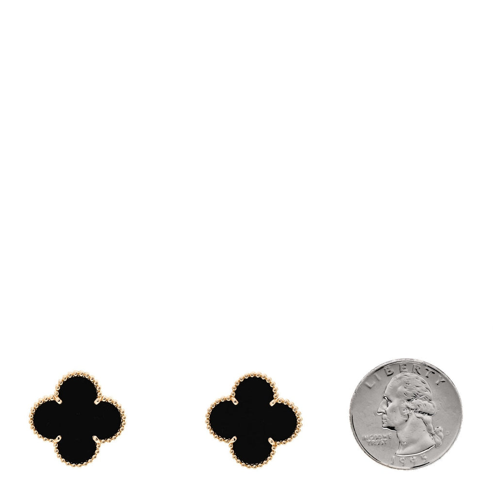 18K Yellow Gold Black Onyx Magic Alhambra Earrings