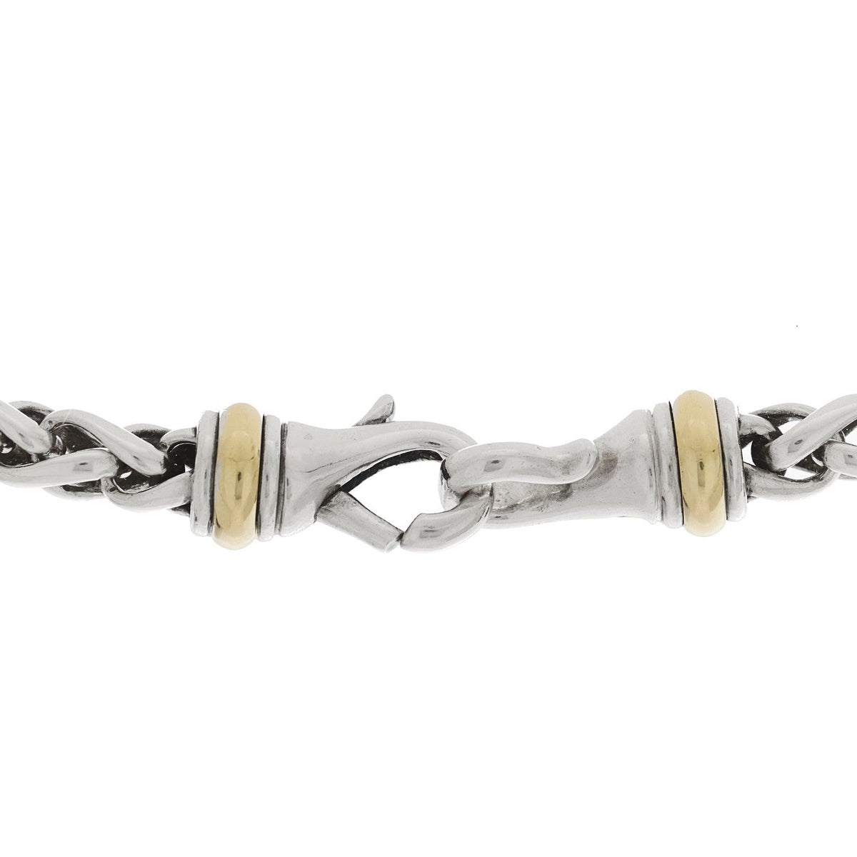 Sterling Silver 14K Yellow Gold 6mm Wheat Chain Necklace