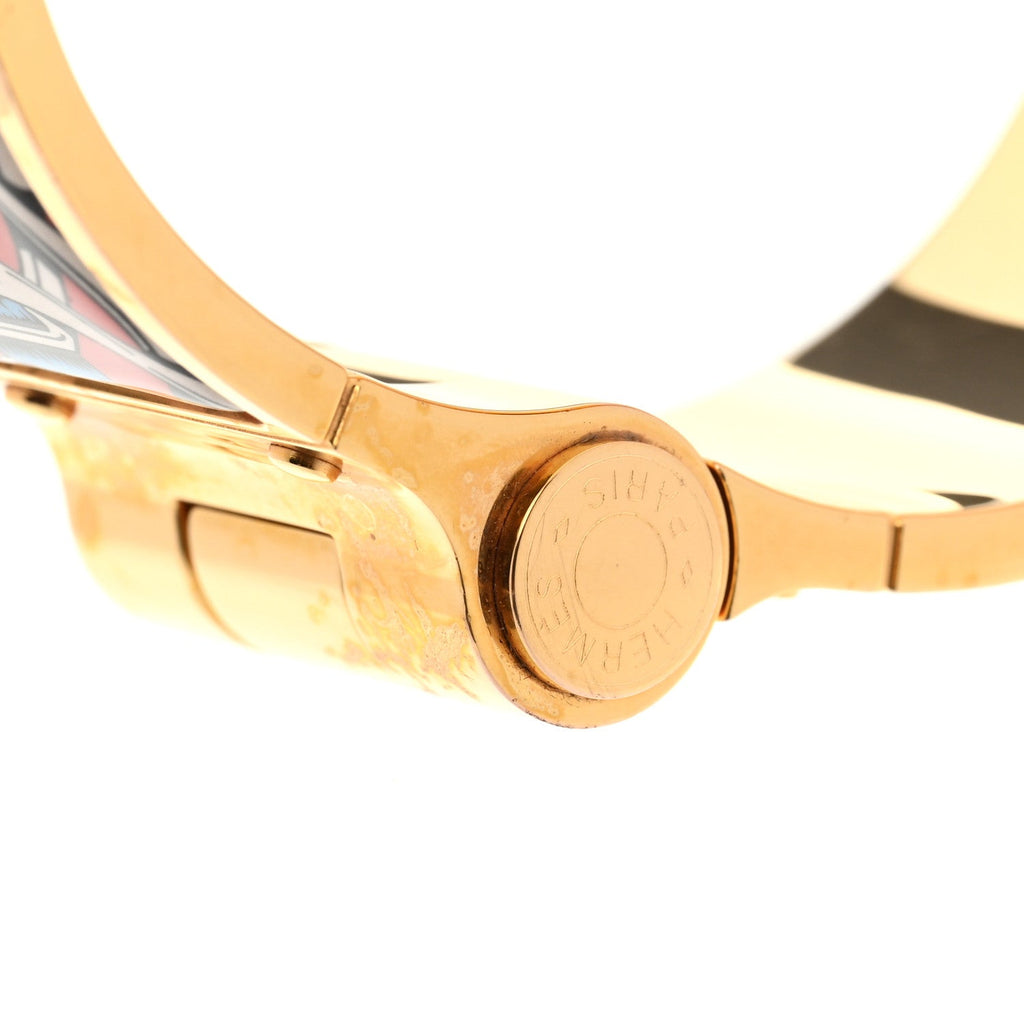 Enamel Printed Wide Balades Equestres Hinged Bracelet M
