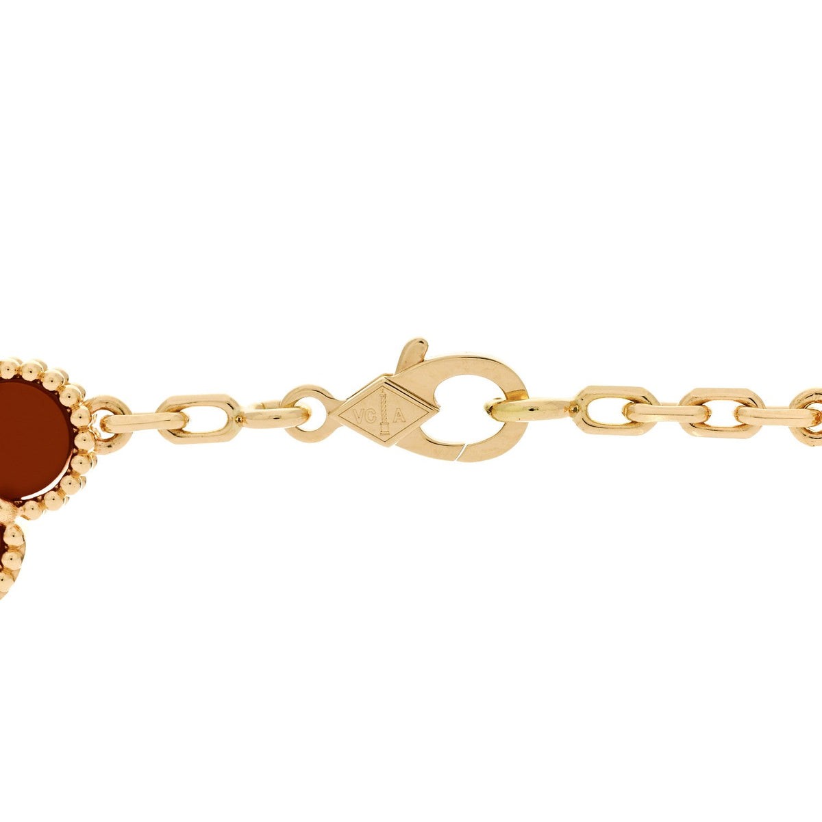 18K Yellow Gold Carnelian 10 Motifs Vintage Alhambra Necklace
