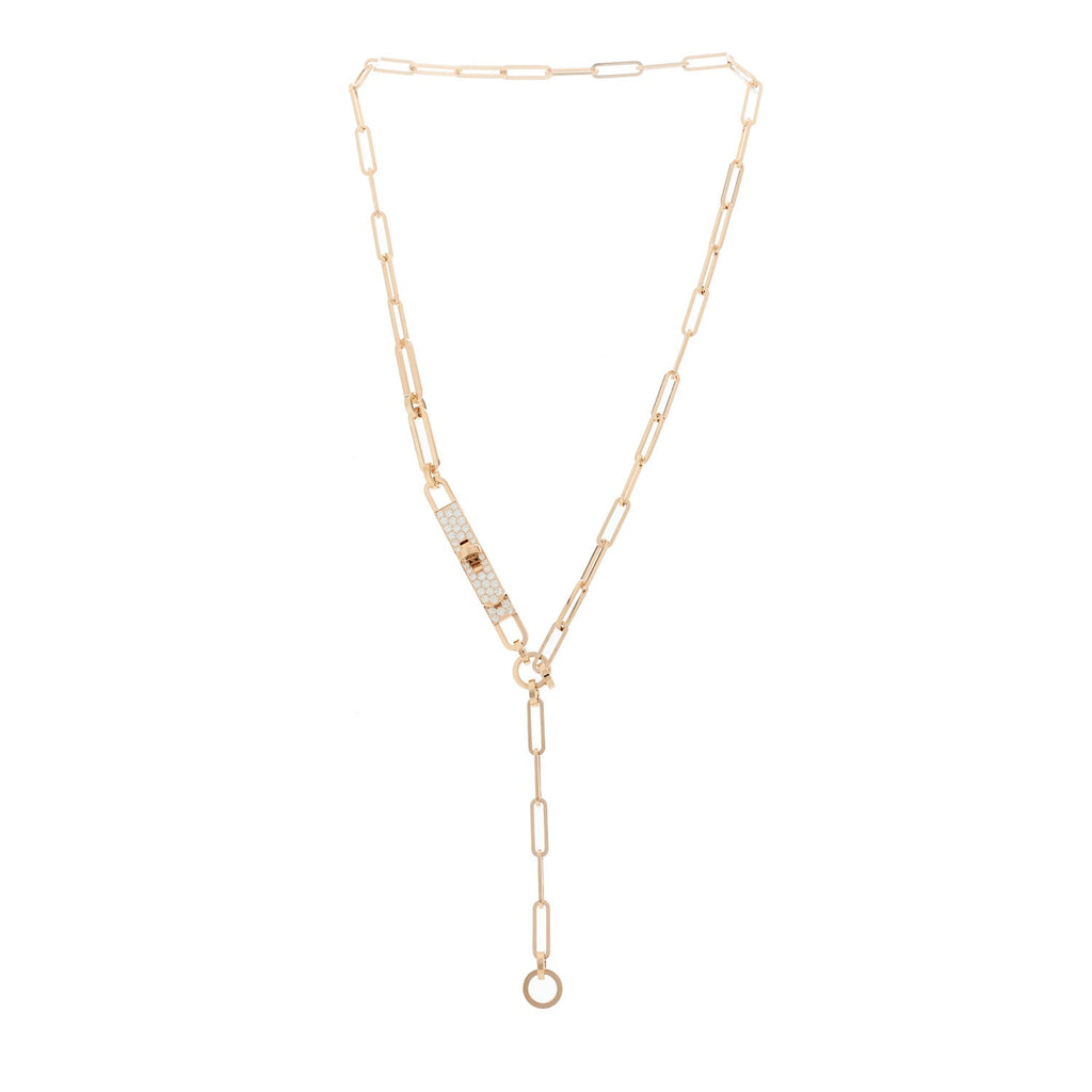 18K Rose Gold Diamond Pave PM Kelly Chaine Lariat Necklace SH