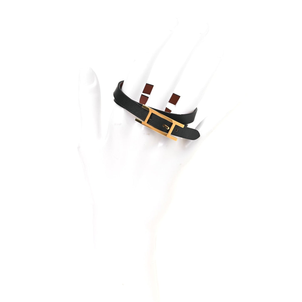 Swift Tadelakt Behapi Double Tour Reversible Bracelet T2 Black Fauve